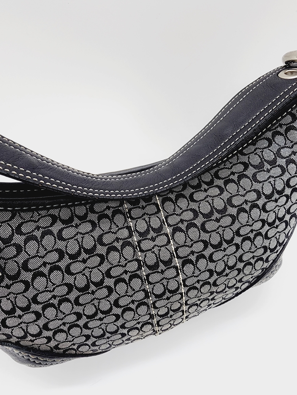 Coach 2154 Vintage Mini Hobo Signature Monogram Grey Black - Picture 15 of 16